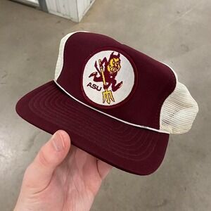 Vintage 80s ASU Arizona State University Sun Devils Sparky Mesh Trucker SnapBack